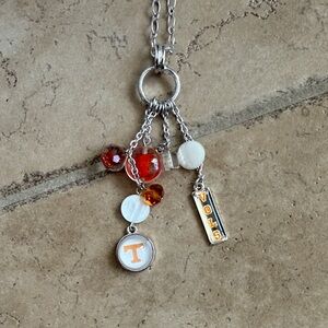 Silver and Orange UT University of Tennessee Charm Necklace